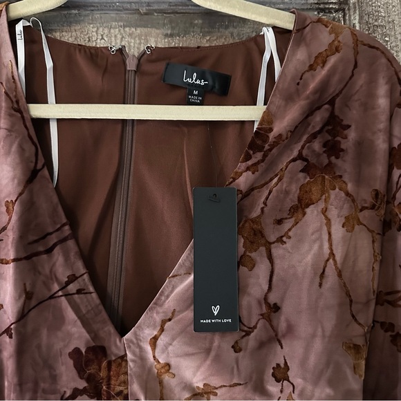 Lulu’s Dark Mauve Floral Velvet Maxi Dress - Picture 6 of 8